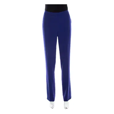 Escada Bluebell Blue Crepe High Waist Tovah Trousers