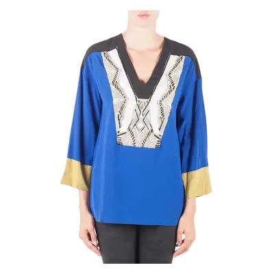 Etro Colorblock Silk Embellished Yoke Long Sleeve Tunic