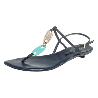 Missoni Blue Leather Thong Sandals Size