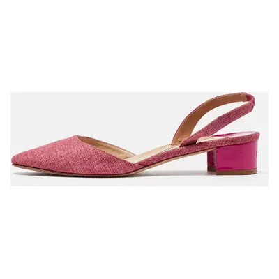 Manolo Blahnik Pink Canvas Aspro Slingback Pumps Size