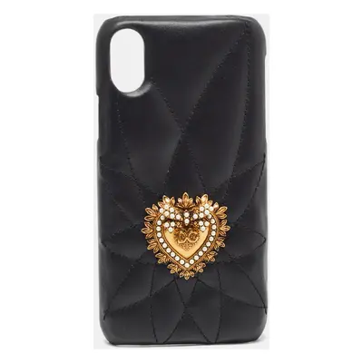 Dolce & Gabbana Black Quilted Leather Sacred Heart iPhone X Case