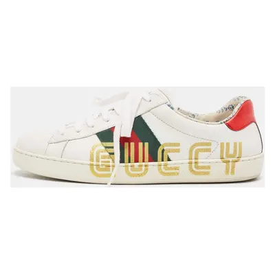 Gucci White Leather Guccy Ace Sneakers Size