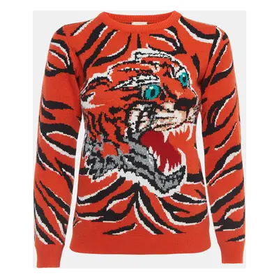 Gucci Orange Tiger Intarsia Wool Sweater (10 Yrs)