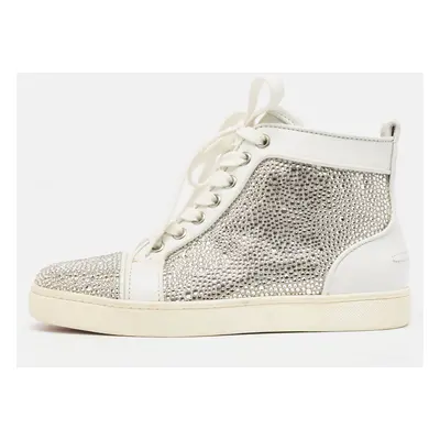 Christian Louboutin White Leather Louis Strass Sneakers Size