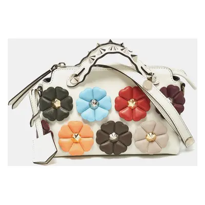 Fendi Off White Leather Mini By The Way Flowerland Crossbody Bag