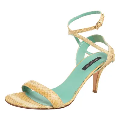 Sergio Rossi Yellow Python Leather Ankle Strap Sandals Size