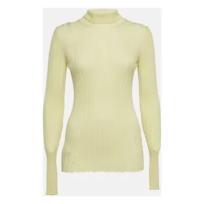 Petar Petrov Yellow Rib Knit Turtle Neck Sweater