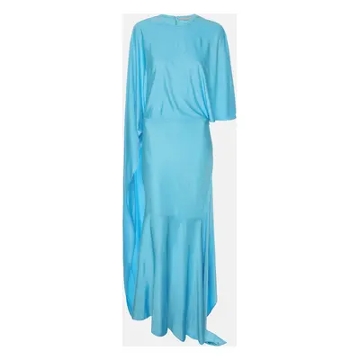 Stella McCartney Light Blue Jersey Cape-effect Asymmetric Long Dress