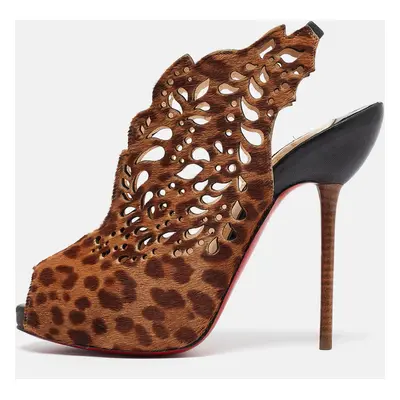 Christian Louboutin Brown Leopard Print Calf Hair Markesling Pumps Size 36.5