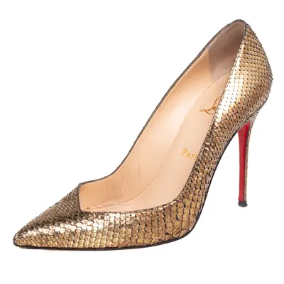 Christian Louboutin Metallic Gold Snakeskin Completa Pumps Size 37.5