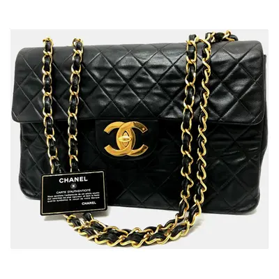 Chanel Black Quilted Lambskin Maxi Jumbo Classic Single Flap Bag