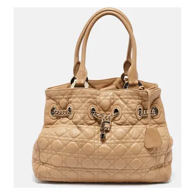 Dior Beige Cannage Leather Chri Chri Chain Tote