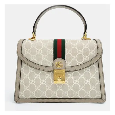 Gucci Beige GG Canvas Ophidia Top Handle Bag