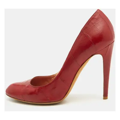 Sergio Rossi Red Eel Leather Pumps Size