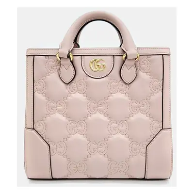 Gucci Pink Leather Matelasse Mini Top Handle Bag