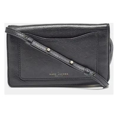 Marc Jacobs Black Leather Recruit Wallet on Strap