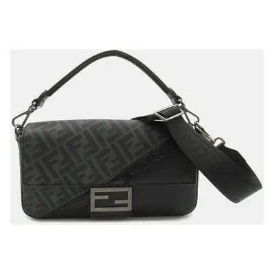 Fendi coated canvas leather black shoulder bag