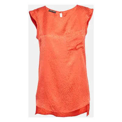 Emporio Armani Red Dobby Silk Sleeveless Top