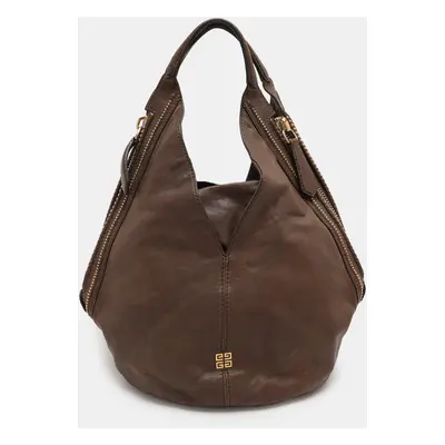 Givenchy Brown Textured Leather Small Tinhan Hobo Bag