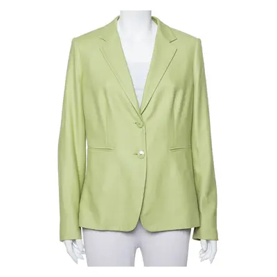 Max Mara Light Green Wool & Silk Button Front Blazer