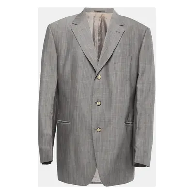 Boss By Hugo Boss Grey Striped Virgin Wool Lucca Blazer 4XL