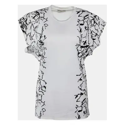 Balenciaga White Abstract Print Cotton Crew Neck T-Shirt