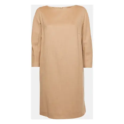 Max Mara Brown Camel Hair Long Sleeve Shift Dress