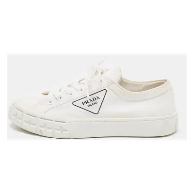 Prada White Canvas Double Wheel Platform Sneakers Size