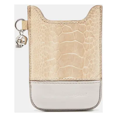 Alexander Mcqueen Beige Croc Embossed and Leather Phone Case