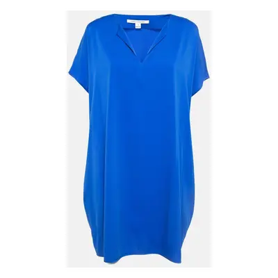 Diane Von Furstenberg Blue Stretch Satin Shift Dress