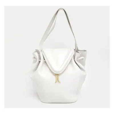 Bottega Veneta White Leather Beak Tote Bag