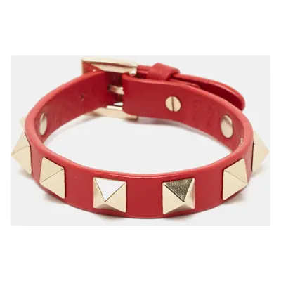 Valentino Rockstud Leather Gold Tone Bracelet