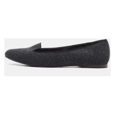 Yves Saint Laurent Black Glitter Suede Ballet Flats Size 37.5