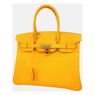 Hermes Yellow Epsom Leather Birkin Tote Bag