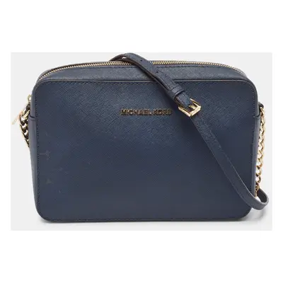 MICHAEL Michael Kors Dark Blue Leather Jet Set Camera Crossbody Bag