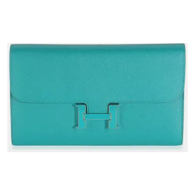 Hermes Bleu Paon Epsom Constance Long Wallet