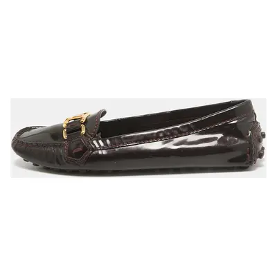 Louis Vuitton Burgundy Patent Leather Oxford Loafers Size