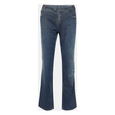 D&G Blue Distressed Denim Straight Leg Jeans