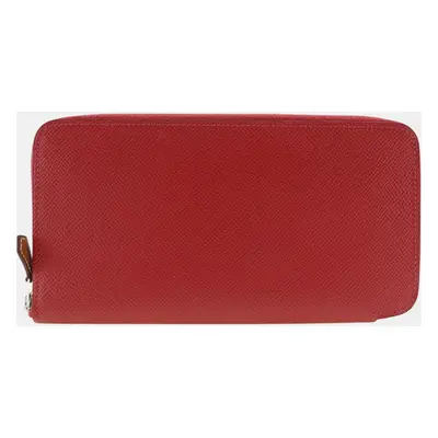 Hermes Red Leather and Silk Silk'In Wallet