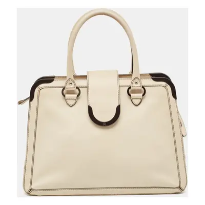 Aigner Light Beige Leather Frame Satchel