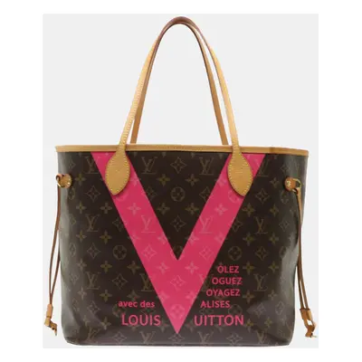 Louis Vuitton Brown Canvas V Neverfull MM tote Bag