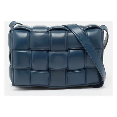 Bottega Veneta Navy Blue Padded Leather Cassette Shoulder Bag