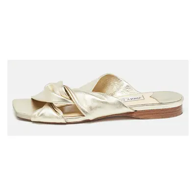 Jimmy Choo Gold Leather Narisa Flat Slides Size