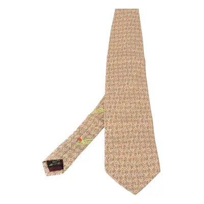 Ermenegildo Zegna Disegno Esclusivo Cream Floral Patterned Silk Traditional Tie