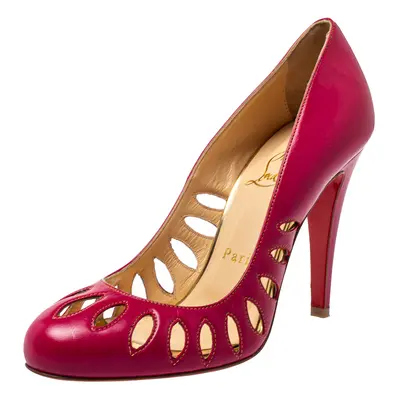 Christian Louboutin Pink Leather Laser Cut Pumps Size 36.5