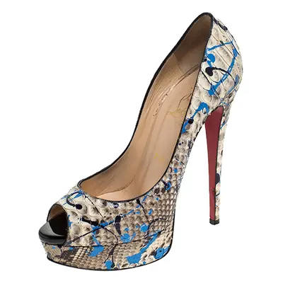 Christian Louboutin Multicolor Python Leather Troca Altareva Lady Peep Toe Platform Pumps Size