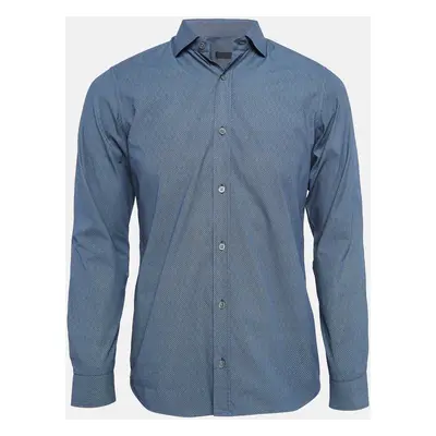 Z Zegna Blue Printed Cotton Button Front Shirt