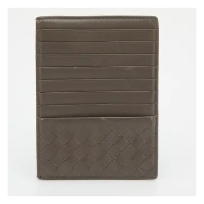 Bottega Veneta Grey Intrecciato Leather Card Holder