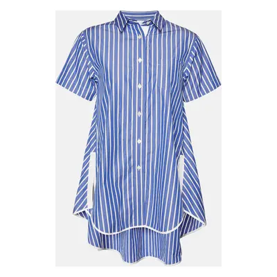 Sacai Blue Striped Cotton Poplin Flared Shirt