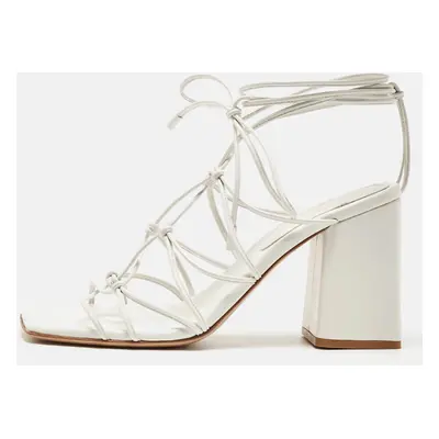 Gianvito Rossi White Leather Minas Sandals Size